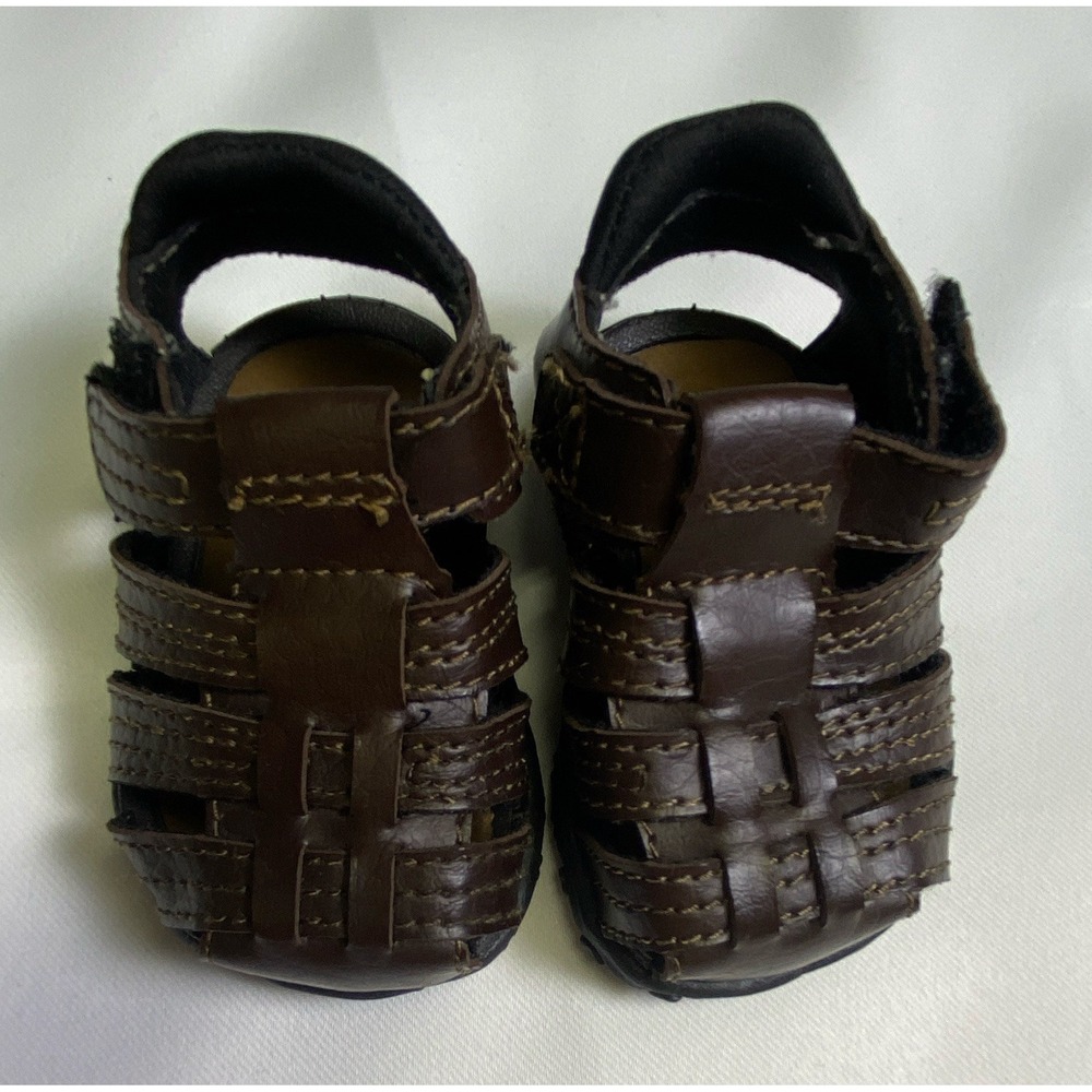 Teeny Toes Brown Fisherman Sandals Kids Size 2W Closed Toe Skid Resistant Shoes